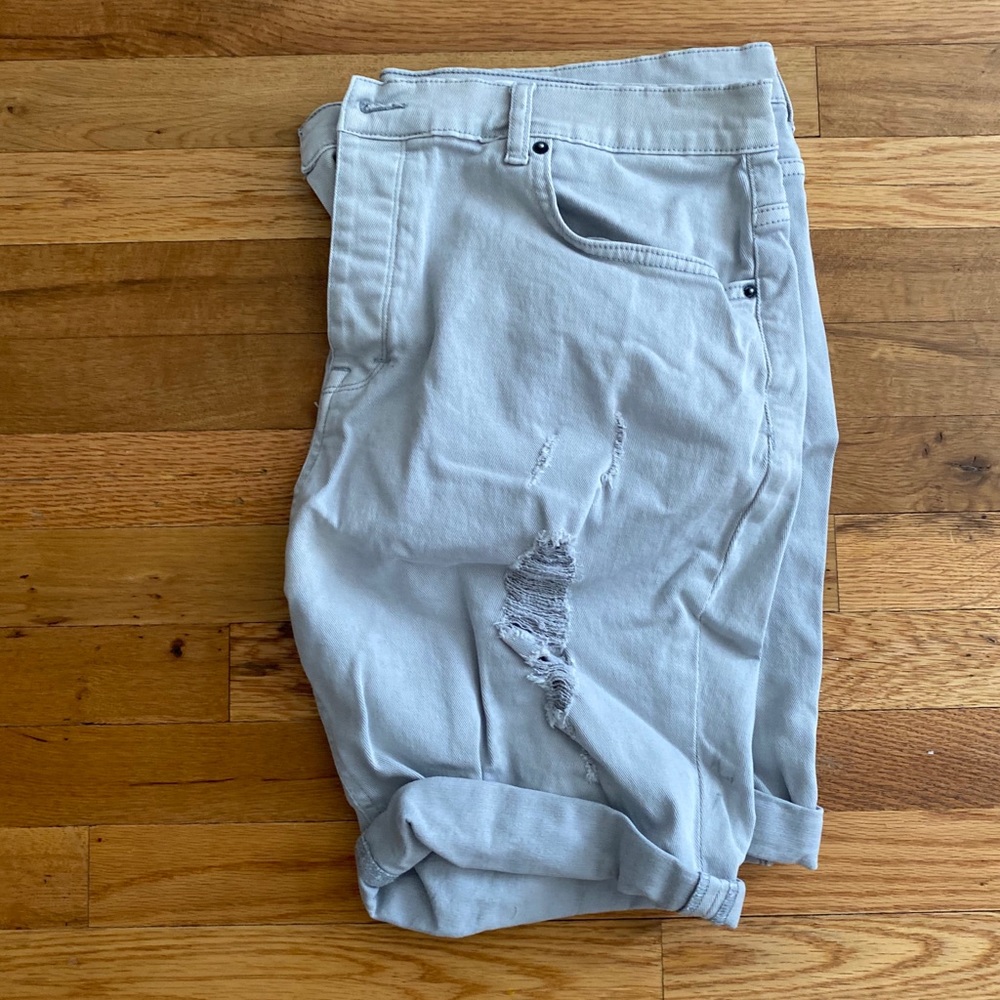 Grey Denim Stressed Shorts UK 40